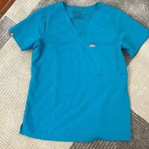 Figs teal scrub top